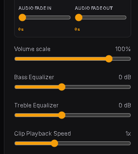 Storyfy properties inspector controls for keyframes animation text opacity and audio equalizer graphs